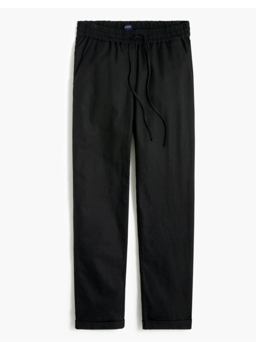 J. CREW NWT Linen Cotton Pants AW839 Black Drawstring - Size‎ 10